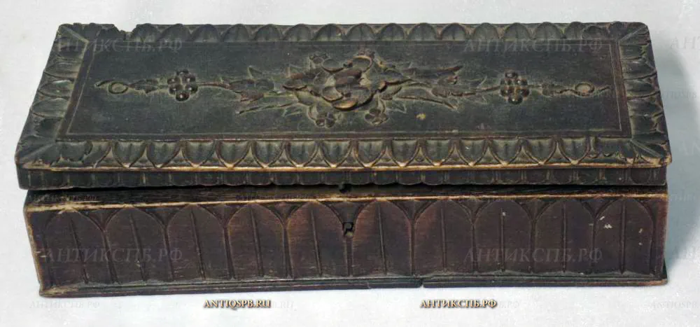 Шкатулка старинная "Узор". Дерево, резьба. Нач. ХХ века. №16922